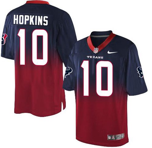 Nike Texans #10 DeAndre Hopkins Navy Blue/Red Men's Stitched NFL Elite Fadeaway Fashion Jersey - Click Image to Close